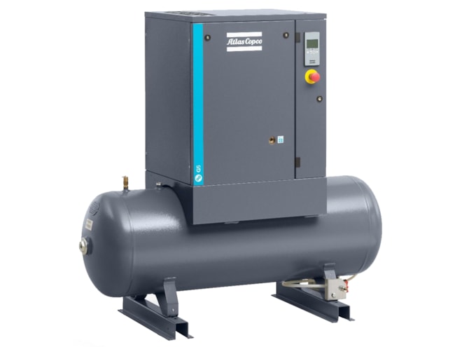 Atlas Copco G4 rotary screw air compressor, Tank mount, 53 gal + dryer (FF)